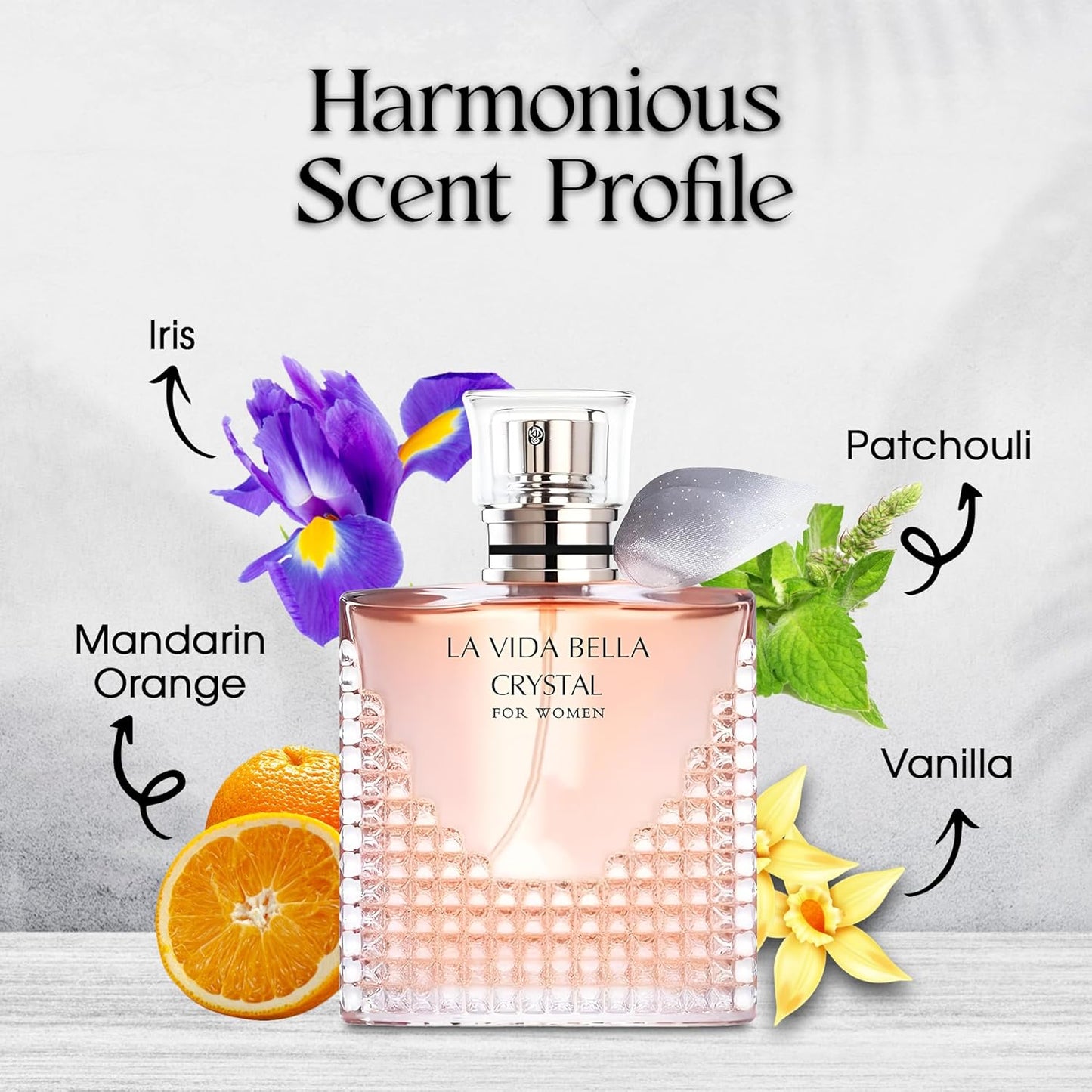 La Vida Bella Crystal Perfume for Women 100ml Eau de Parfum Spray with Coconut, Vanilla and Patchouli Notes Long Lasting Fragrance Daytime & Casual Use