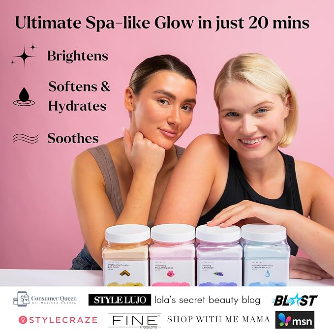 VogueNow Premium Jelly Face Mask for Facials - Bulgarian Rose, 24K Gold, Lavender & Hyaluronic Acid (Pack of 4) - Hydrating, Brightening & Nourishing Jelly Mask | Vajacial | 92 Oz Face Mask Skin Care