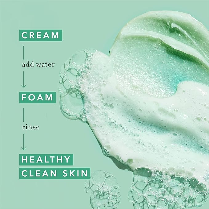 Farmacy Foaming Face Wash for Oily Skin - Whipped Greens Oil-Free Gentle Facial Cleanser + Exfoliator - Infused with Green Clay to Remove Impurities, Control Oil + Maintain Skin Hydration (50ml)