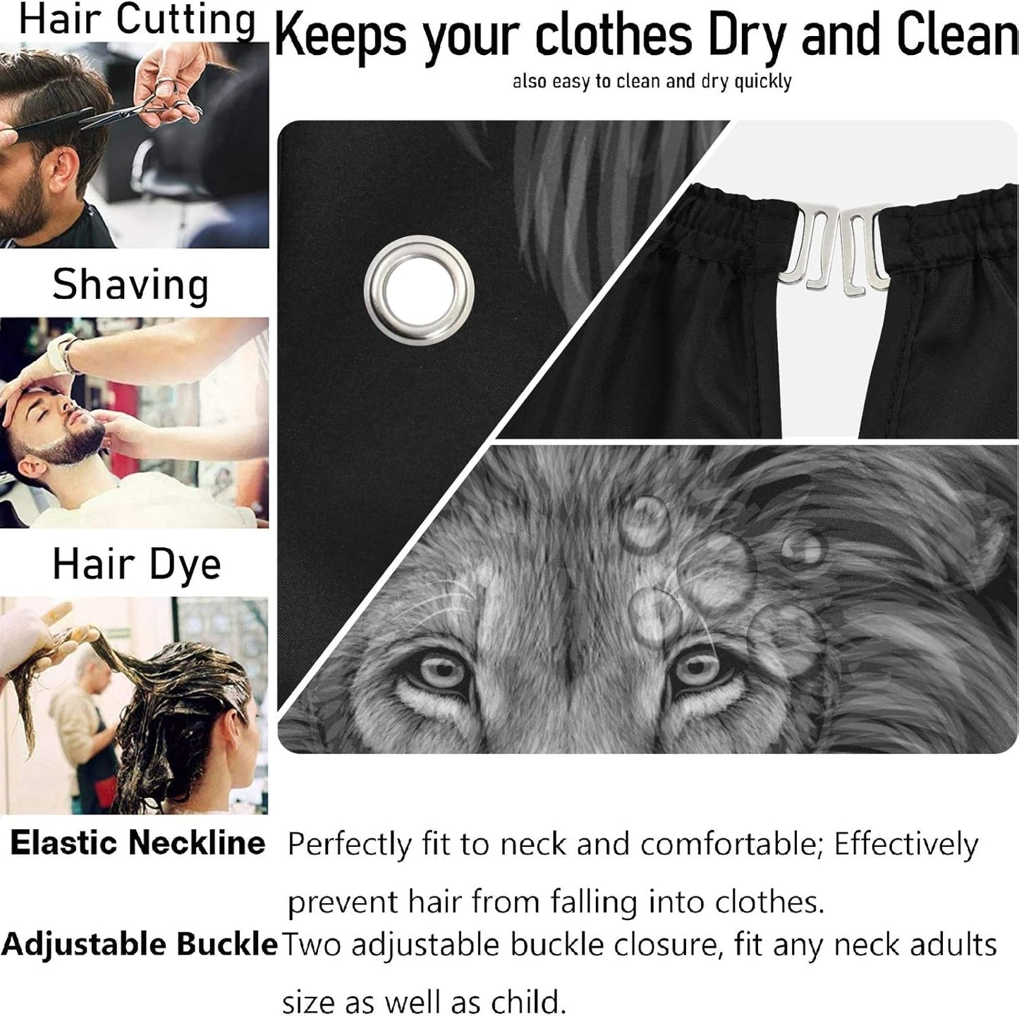 visesunny Professional Barber Cape Polyester Hair Cutting Clippings Catcher Grooming Cape Apron for Shaving Trimming For Men