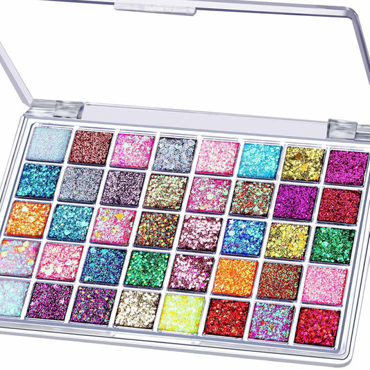 FANDAMEI 40 Colors Face Glitter, Face Paint Glitter Gel - Face Glitter for Women Girls Kids, No Glue Needed, Multi-Purpose Glitter Makeup for Hair Face Body Halloween Rave Carnival