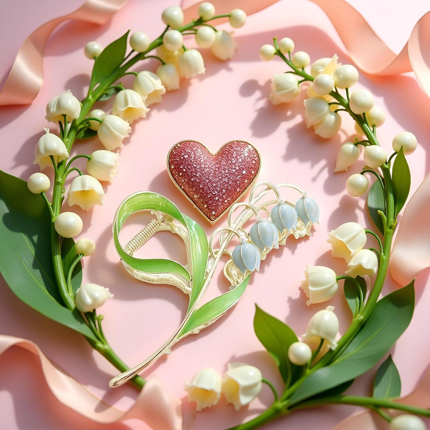 Lily of The Valley Flower Hair Accessories: Metal Hairpins, Jaw Clips for Thick and Thin Hair Styling