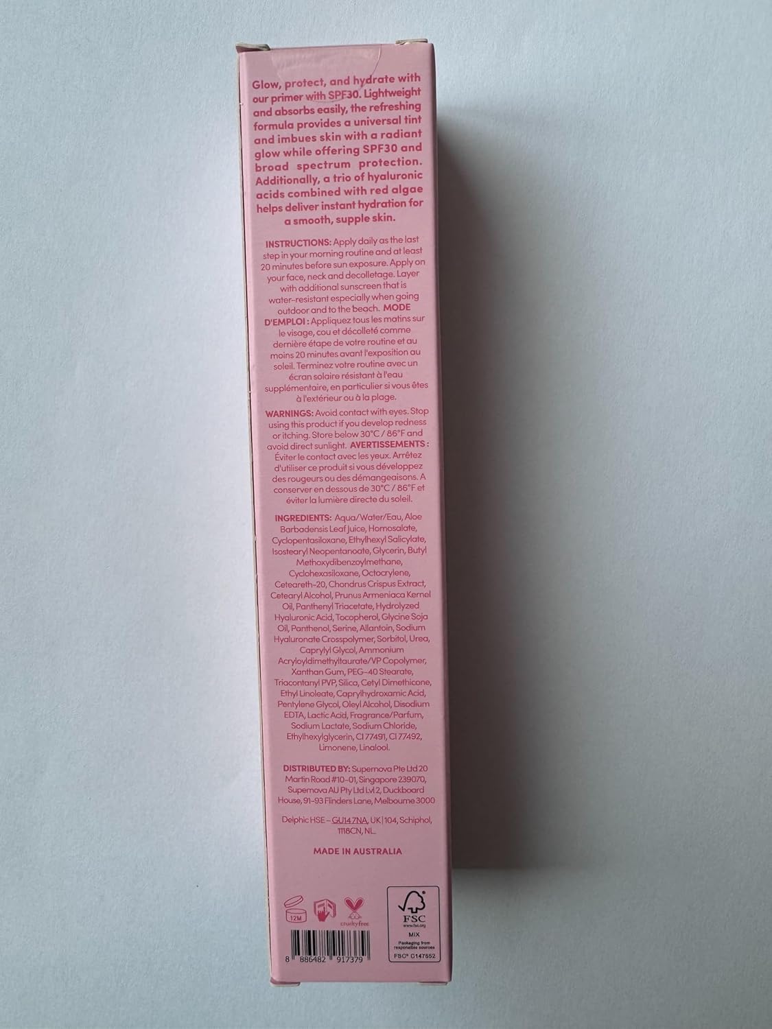 Sand & Sky Tinted Glow Primer SPF 30 Sunscreen - Australian Made Daily Hydrating Makeup Primer with Broad Spectrum Sun Protection & Sheer Rosy Tint | Improves Pigment, Firms Skin, Minimizes Roughness