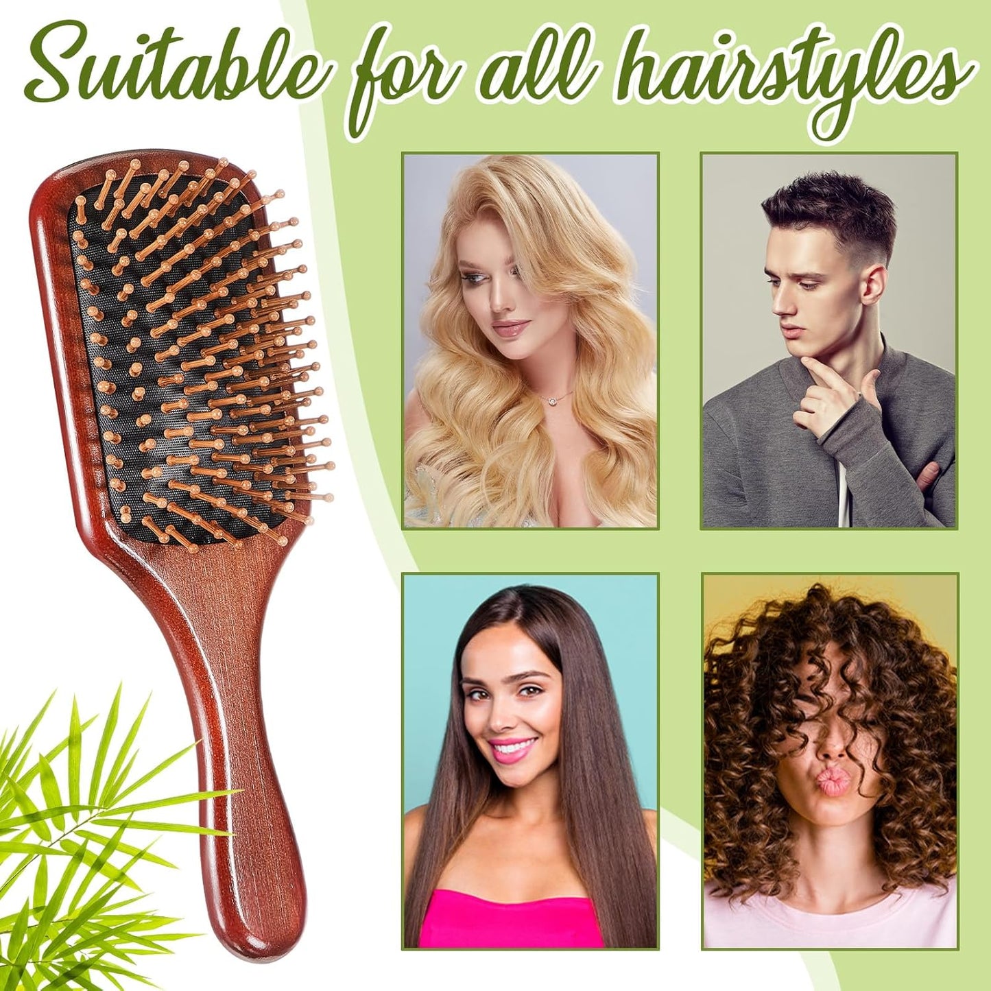 Tessco for you 12 Pcs Christmas Bamboo Hair Brushes Thanksgiving Bulk Wooden Paddle Brush Scalp Massage Bristle Anti Static Engraving DIY Gift for Women Wedding(9.65'' X 3.35'',Deep Brown-black)