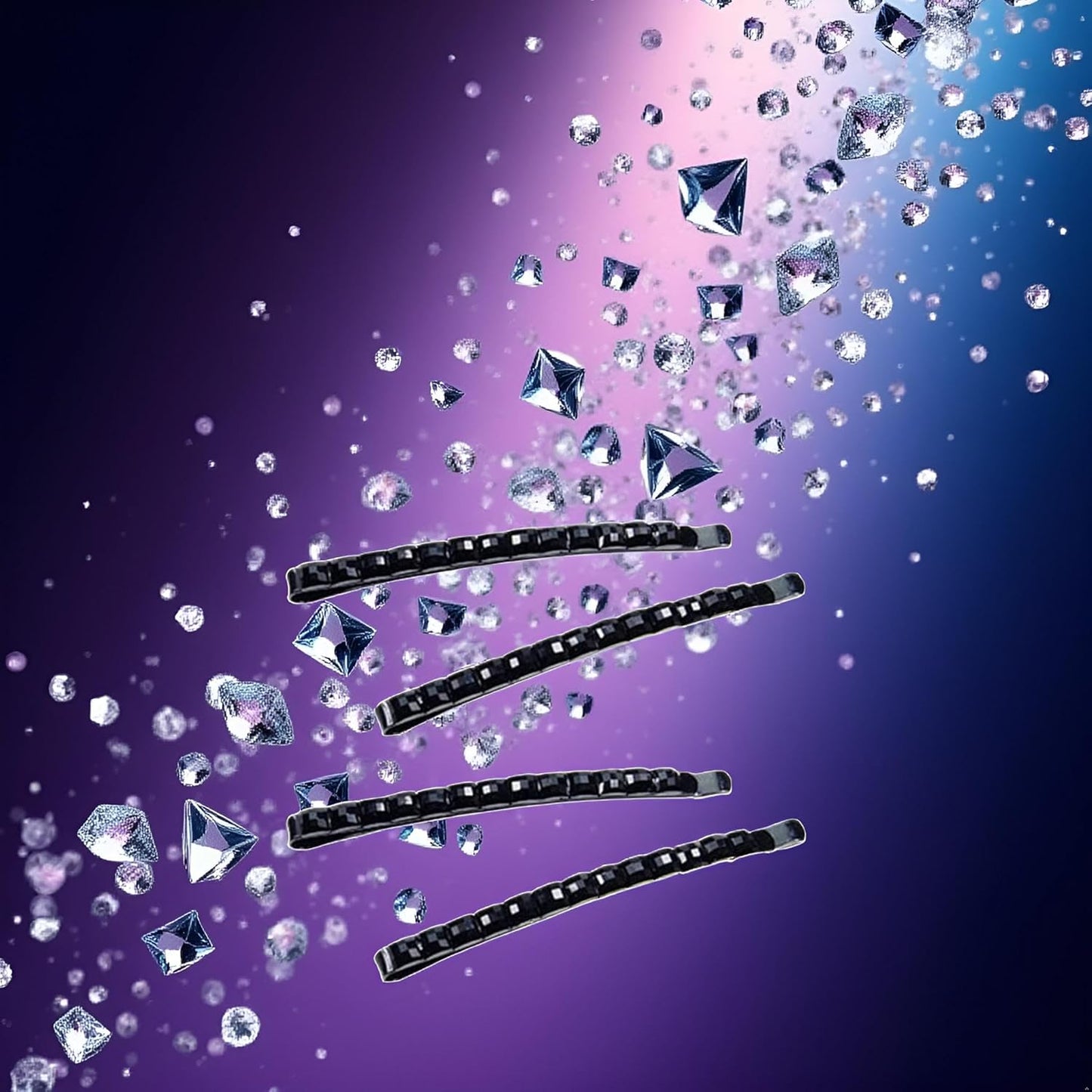 4Pcs Black Rhinestone Barrettes,Crystal Diamond Bobby Pin,Shiny Hair Pin,Sparkly Hair Decoration for Women Clip Bangs Metal Hair Clip Hair Pins Hair Styling Pins，Hair Accessories