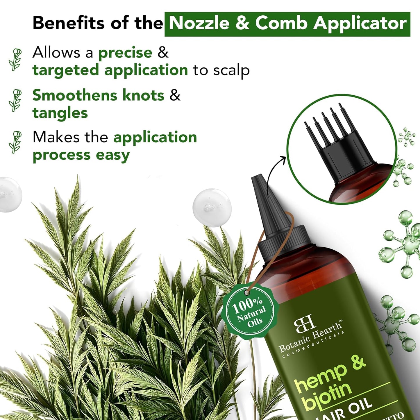 Botanic Hearth Hemp & Biotin Hair Oil (6.7 Fl Oz) |Nourishing And Strengthening Hair Treatment For Thicker, Healthier|Looking Hair | Paraben Free | Suitable For All Hair Types