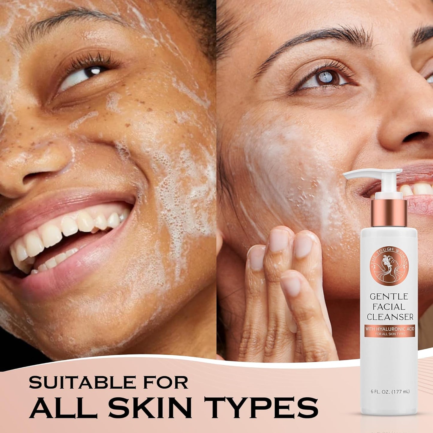 Gentle Face Cleanser with Hyaluronic Acid - Hydrating, Exfoliating & Deep Pore Facial Cleanser Smooths & Softens Skin for All Skin Types - Oily, Dry, Sensitive, Combination & Normal Skin Types