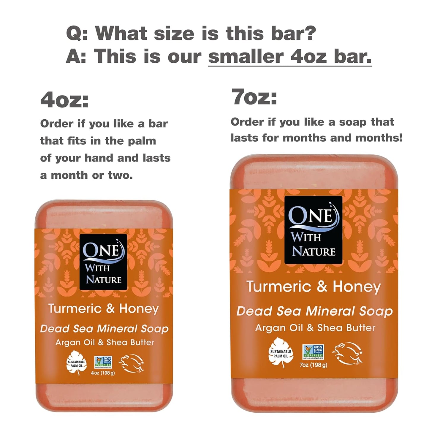 One With Nature Dead Sea Salt Turmeric Soap 4oz 3-Pack – Purifying and Exfoliating Soap Bar with Dead Sea Minerals and Turmeric for Face & Body, for Men & Women