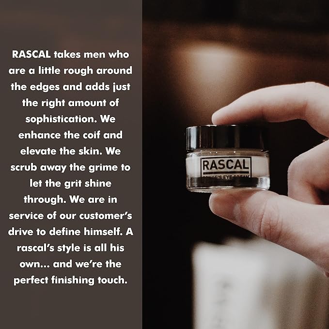Rascal Ponce's Eye Cream | Under Eye Cream Dark Circle Remover for Men - Made with ginkgo Biloba Leaf Extract Macadamia Seed Oil (Container 0.5 Oz)