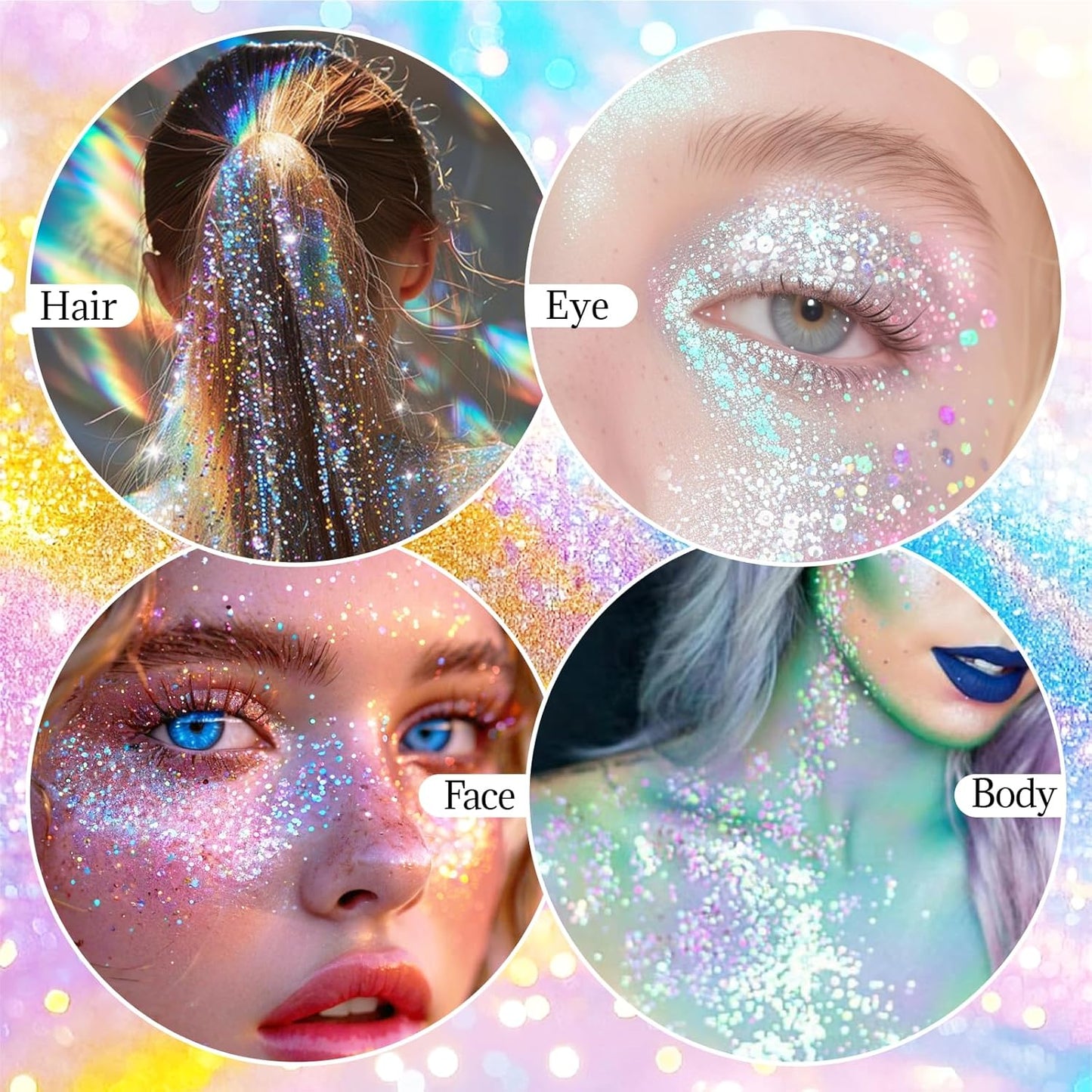 DAGEDA Pink Body Glitter Stick,Sparkly Face Glitter Makeup,Holographic Hair Glitters Mermaid Makeup Rave Outfits for Women, Shimmer Face Paint Stick Singer Concert Accessories