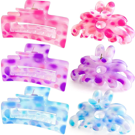 Hair Clips for Women,6PCS Big Flower Claw Clips for Thick Thin Hair,Strong Hold Cute Hair Accessories for Girls,Nonslip Beach Vacation Essentials Summer Accessories (colorful)