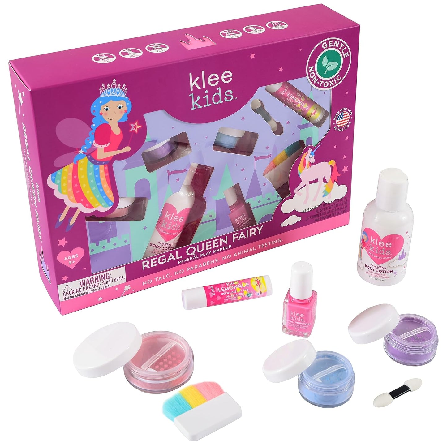Klee Naturals Deluxe Mineral Play Makeup Kit. Gentle and Non-Toxic. Kid-Friendly. Made in USA. (Regal Queen Fairy)