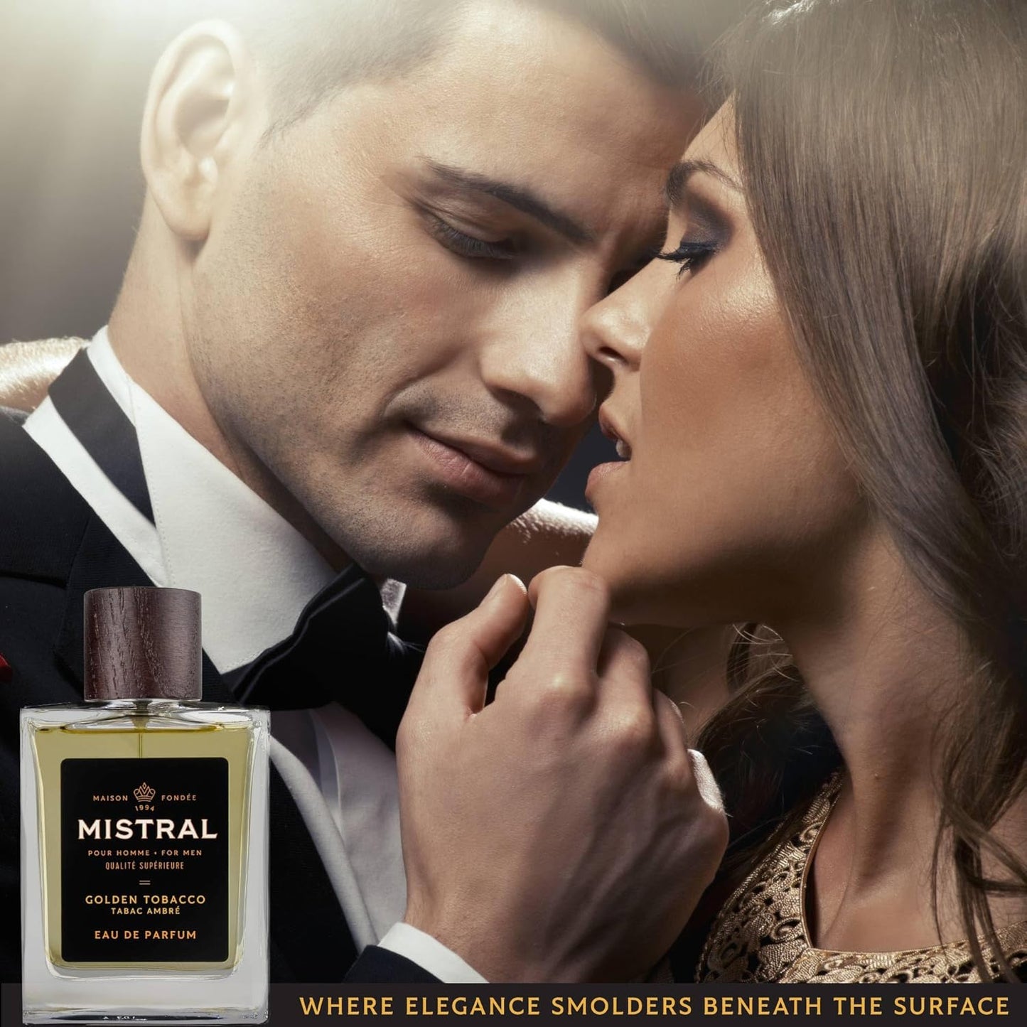 Mistral Men’s Cologne – Golden Tobacco Eau de Parfum | Warm & Aromatic Perfume For Men with Bergamot, Tonka Bean & Cashmere Wood | Cruelty-Free & Long-Lasting Cologne for Men, Made in France - 3.4 Oz