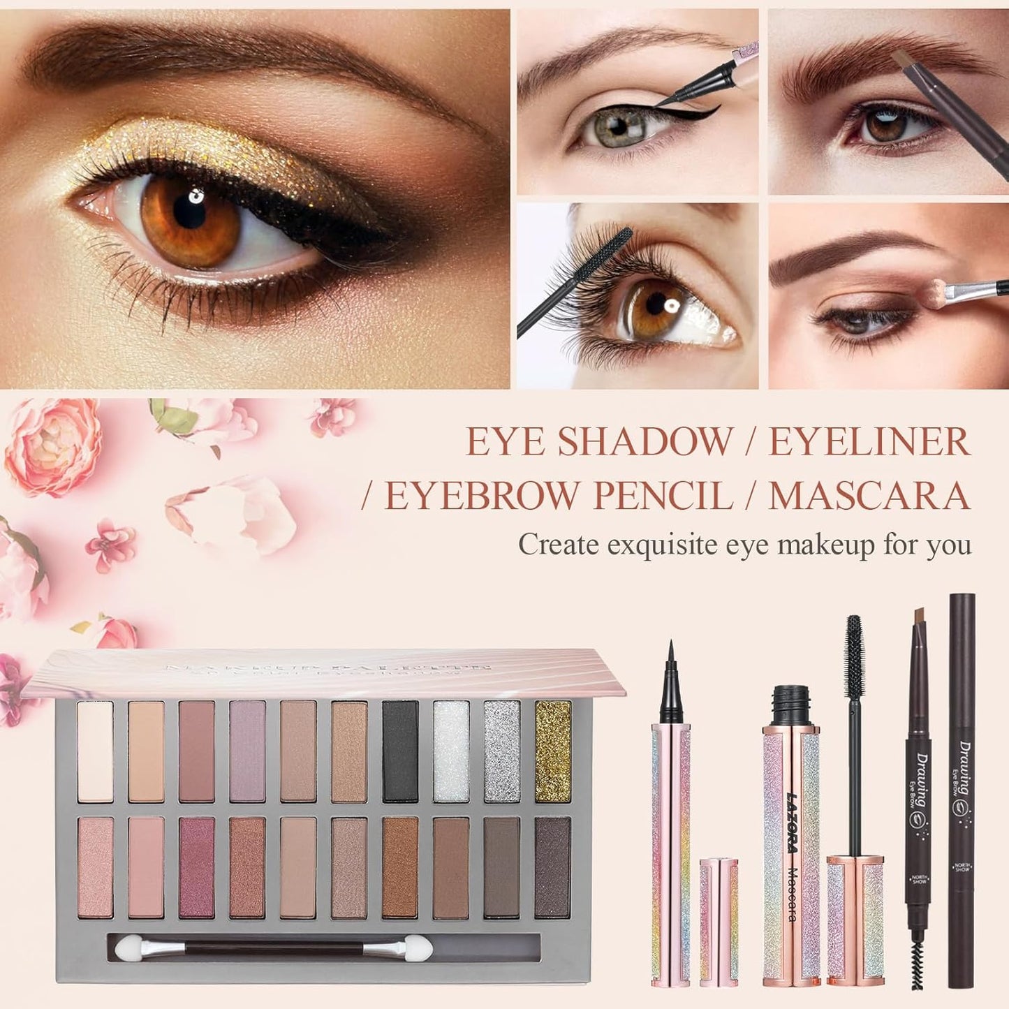 LAZORA Makeup Kit for Women Full Kit Makeup Set Multipurpose Bundle Holiday Gift Box Essential Starter Bundle Include Full Makeup Kit for Girl (Box2)