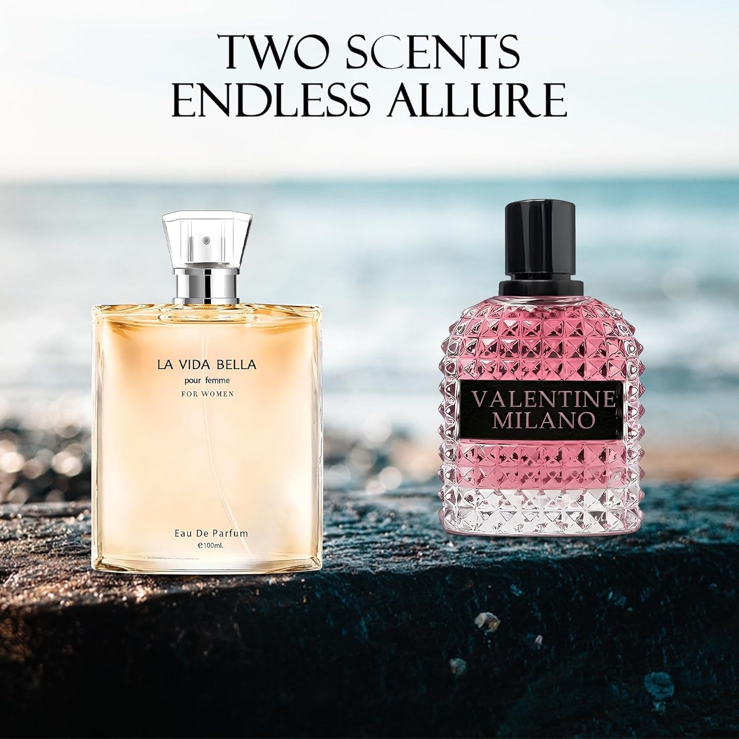 Women's Perfume La Vida Bella&Valentine Valentine Milano Combo Set Eau De Parfum Long Lasting Fragrance 3.4 Fl Oz Spray Each for Daily Used