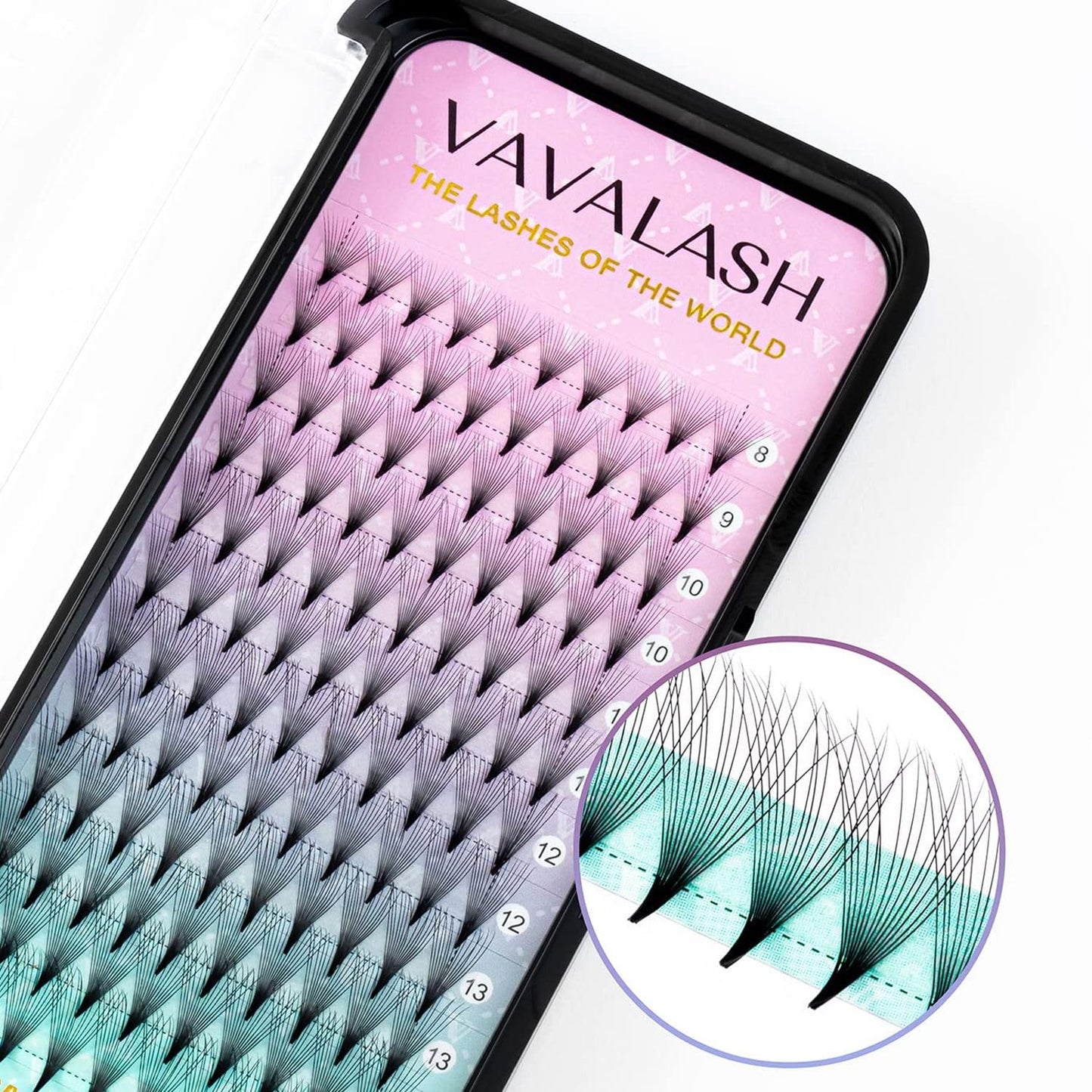 Eyelash Extensions 3D 4D 5D 6D 8D 9D 10D Thickness 0.07/0.1 C/D Curl Eyelashes Middle Stem & Long Stem Heat Bonded Premade Fans Russian Volume Lash Extensions Supplies (Middle Stem 14D-0.07-D-15mm)