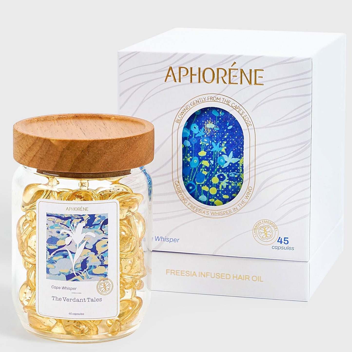 Hair Treatment Oil Capsules for Frizzy or Damaged Hair – Lightweight Leave-In Serum with Vitamins & Freesia Scent, Shine Booster, 45 Capsules