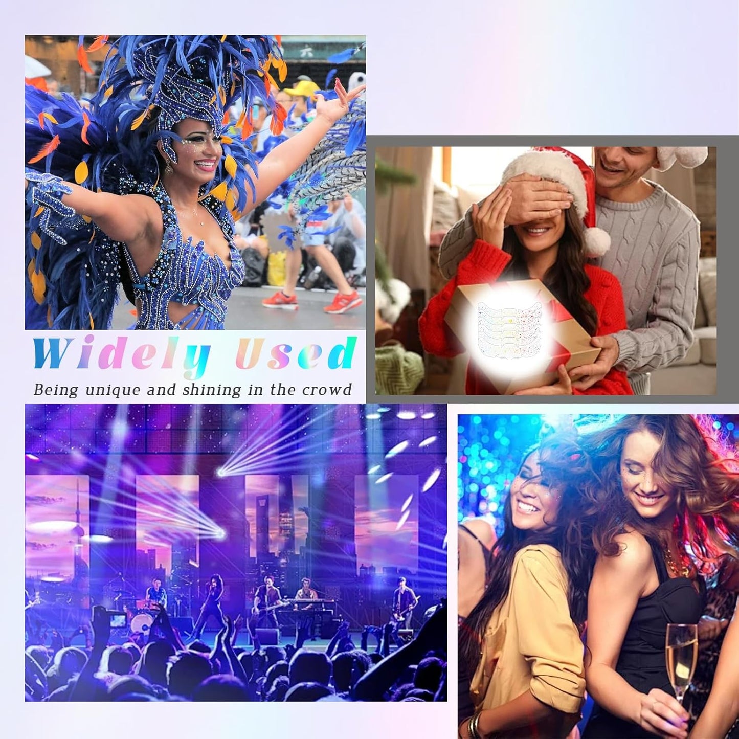 12 pcs Holographic Multichrome Glitter Freckles Face Tattoo, Waterproof Sparkle Face Glitter Speckles Patches for Women, Cute Star Glitter Temporary Tattoo Makeup Accessories for Festival Rave