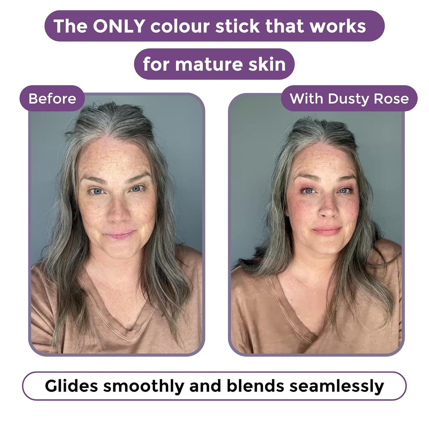 Rumi Cosmetiques BloomBlush+ Multipurpose Color Stick For Older Women - Blush, Lipstick & Contour in 1- Radiant, Healthy Glow & Nourishing Formula - For Sensitive Skin (Nude Peach, Regular)