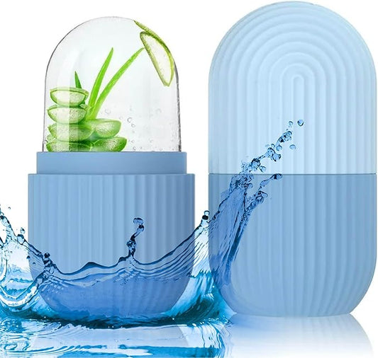 Ice Face Roller - Perfectly shaped for Face, Body, and Under Eyes - Ice Mold for Face Easy Handheld Design - Food-Grade Silicone material - Pamper Yourself with Ice - Facial Beauty Ice Roller (Blue)