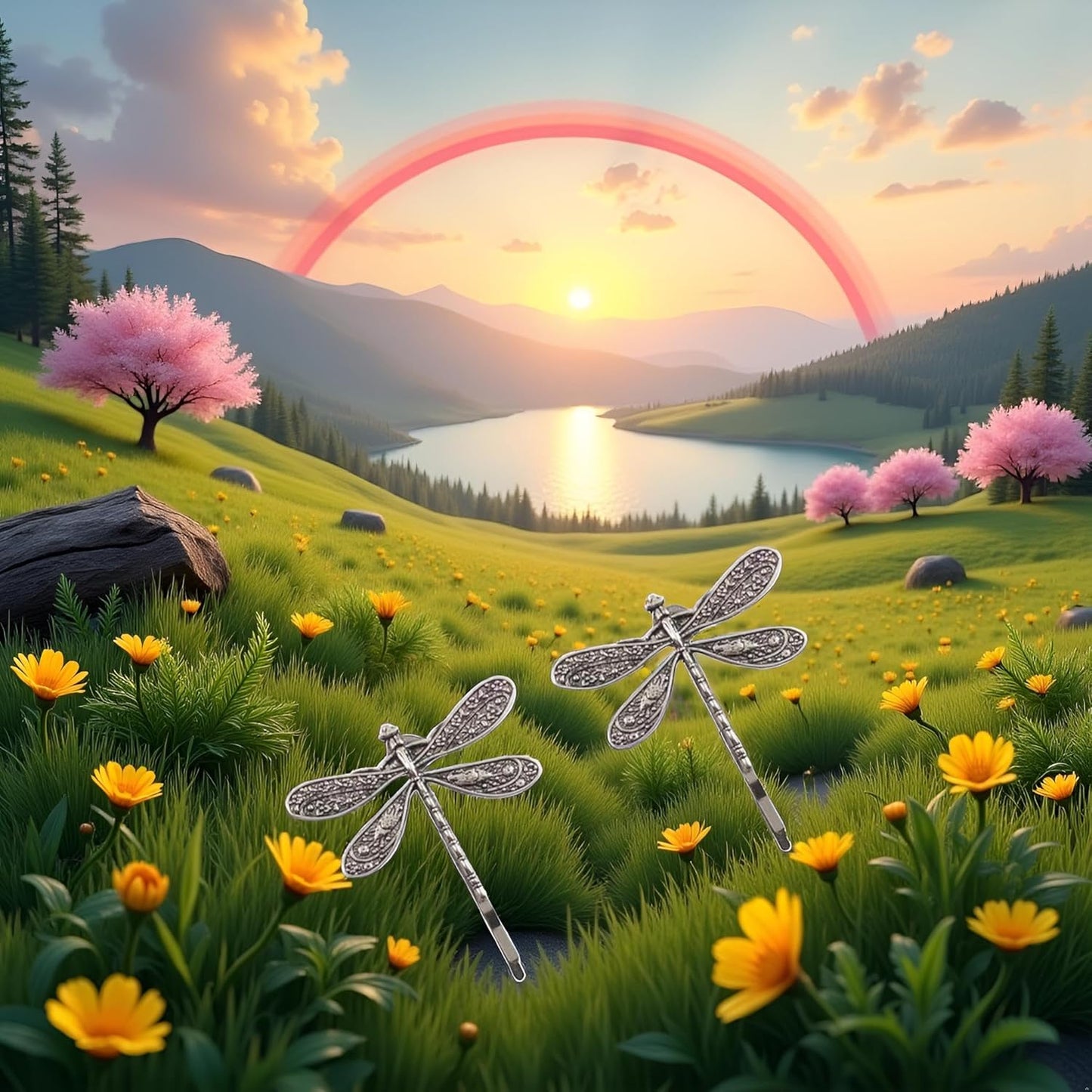 2Pcs Silver Dragonfly Hair Clip Wedding Retro Antique Barrette Bridal Headdress Color Head Wear Styling Hair Accessories for Girls Women Ladies Bobby Pins Hairpins French