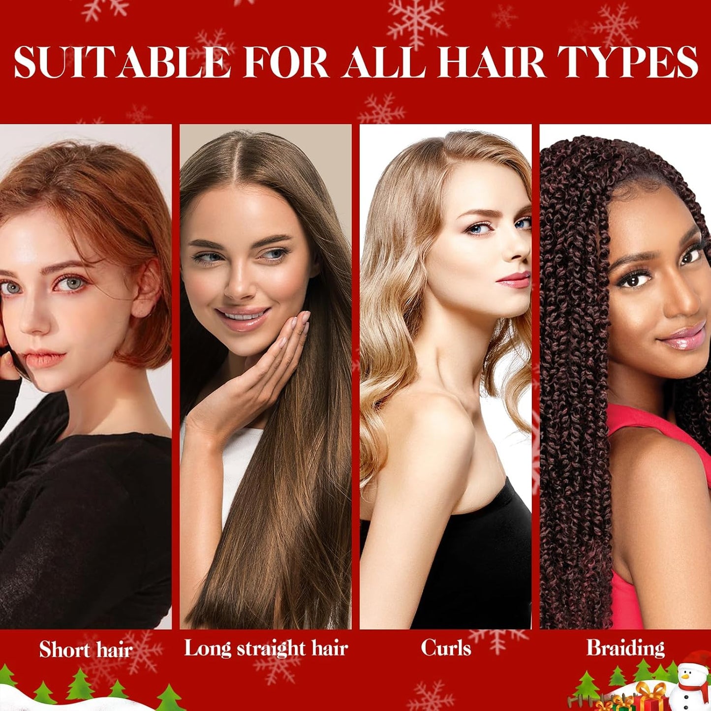 2 Pcs Christmas Hair Clips for Women, Red Green Hair Claw Clips, Large Square Hair Claw, Christmas Hair Accessories, Cute Snowman Claw Clips for Thick and Thin Hair Decoration