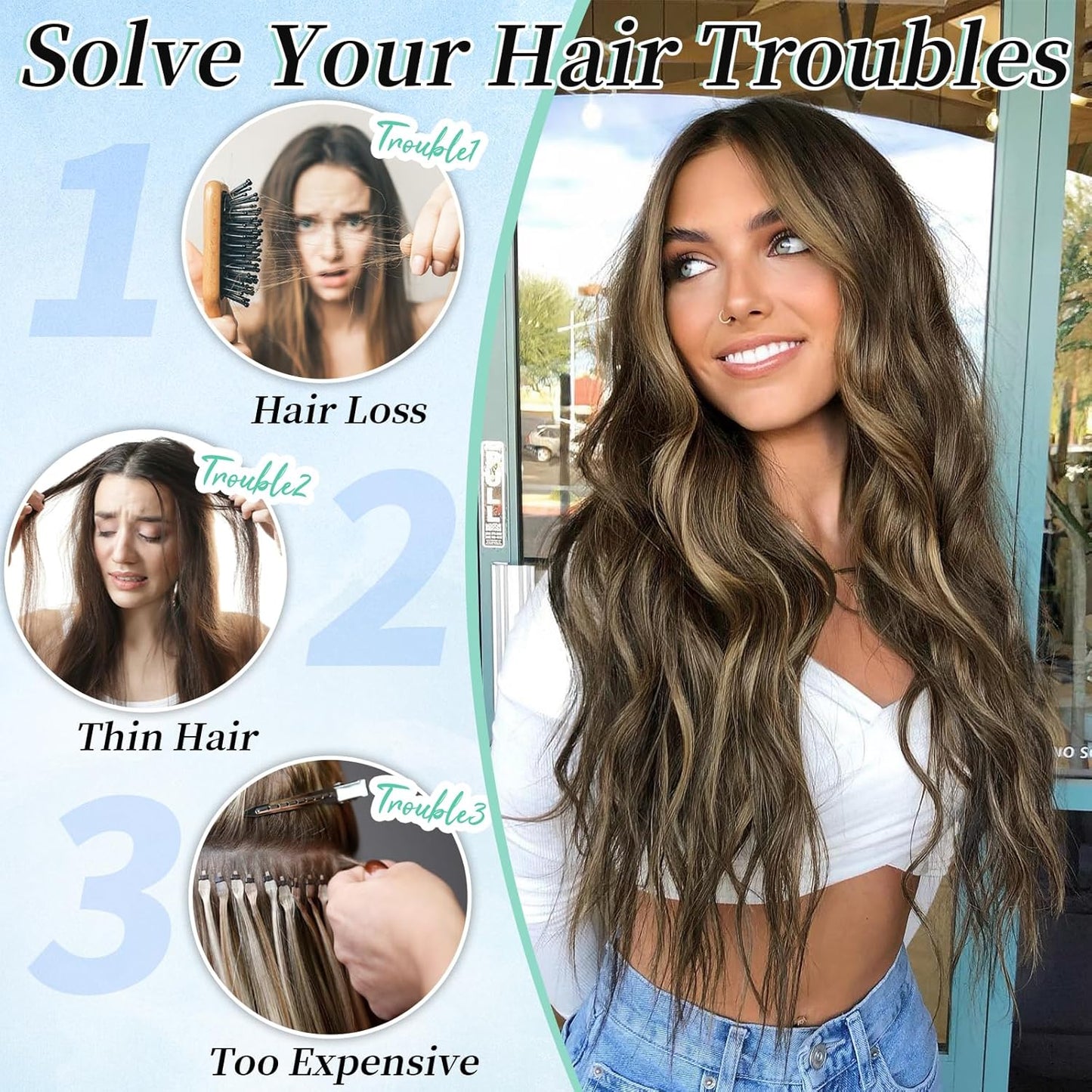 KooKaStyle Clip in Synthetic Hair Extensions Long Wavy 4PCS Thick Hairpieces Brown mix Sandy Blonde F6/18 Fiber Double Weft Natural Hair Extensions 20 Inch for Women