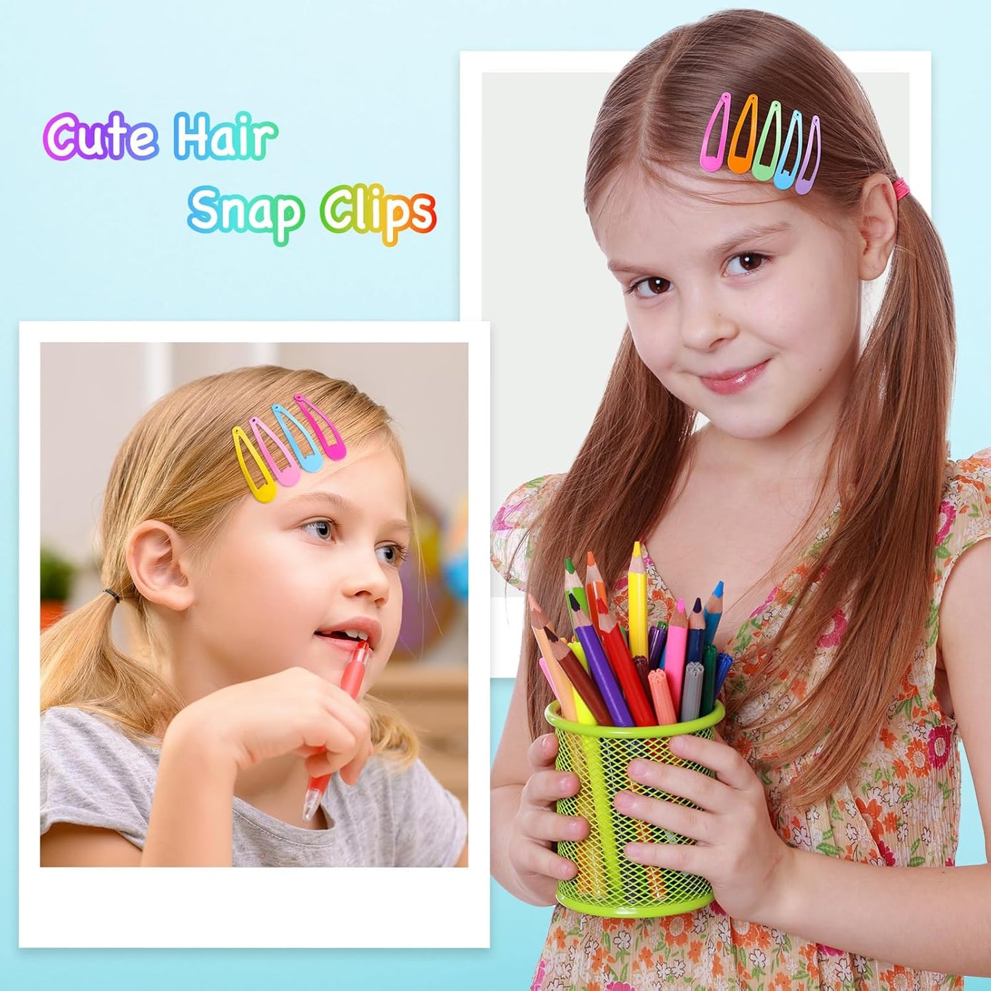 150pcs Hair Clips, 50 Colors Hair Barrettes for Girls, Funtopia 2 Inch Colorful Snap Hair Clips with Storage Case, Non Slip Metal Barrettes for Women Girls Toddler Kids Teens