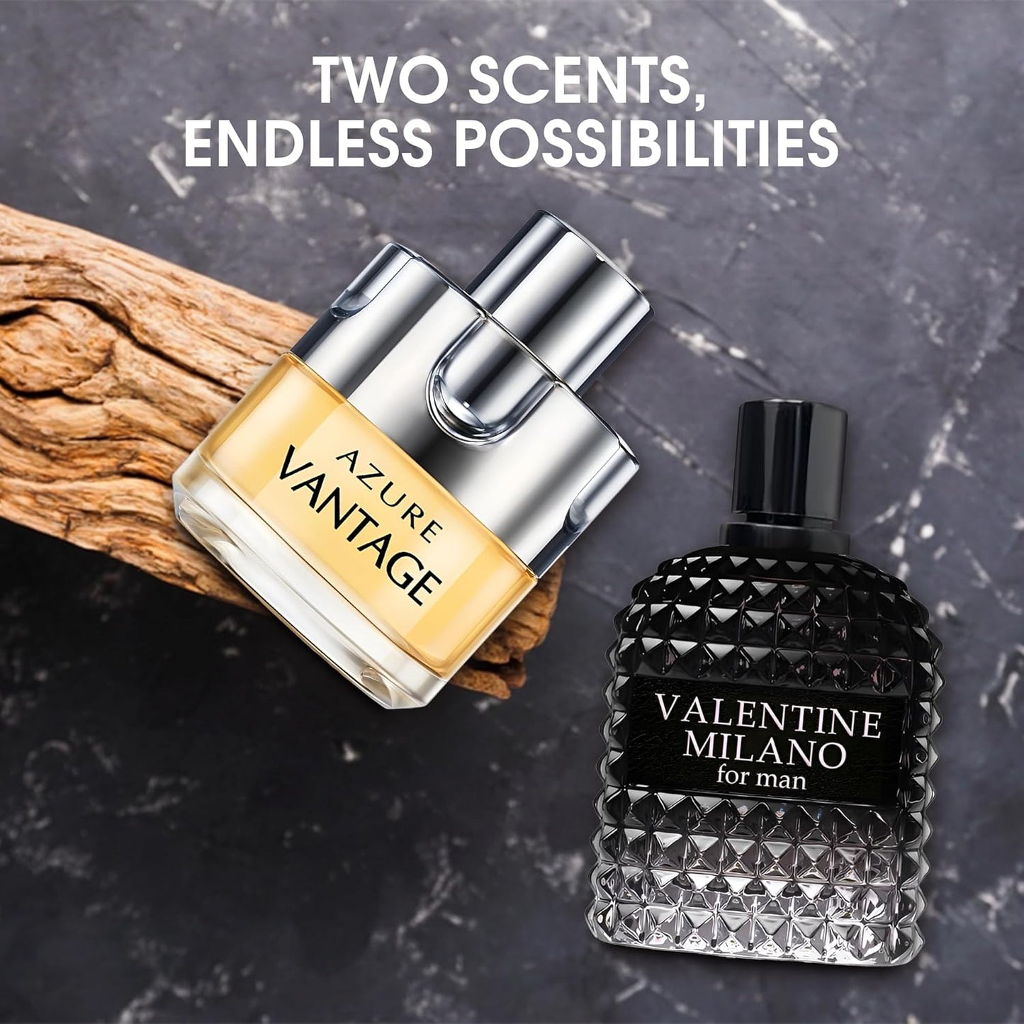 Valentine Milano/Azure Vantage Men's Cologne,Long Lasting Scent Perfume for Men,2PCS Fragrance for Gift Box Package,3.4 Fl Oz Spray Men's Eau de Toilette