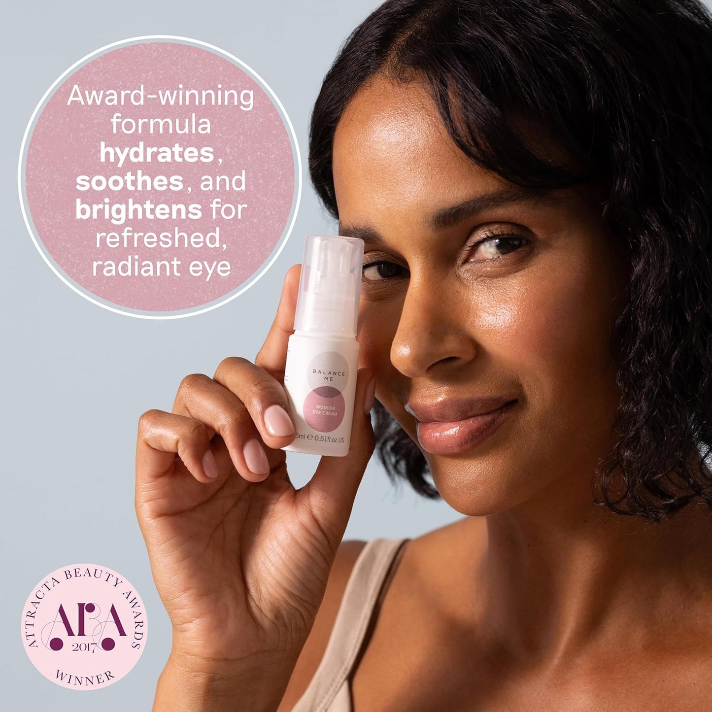 Balance Me Wonder Eye Cream, Dark Circles & Puffy Eyes Treatment with Hyaluronic Acid, Witch Hazel & Cucumber Oil, Anti-Aging, Anti-Wrinkle Eye Cream, (1 x 0.5 fl oz)