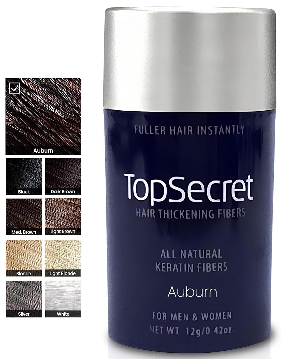 Top Secret Hair Thickening Building Fibers Refills - Undetectable & Natural Hair Filler - for Men & Women - Instantly Fill In Fine Thinning Hair - Weather & Sweat Resistant (Auburn, Regular)