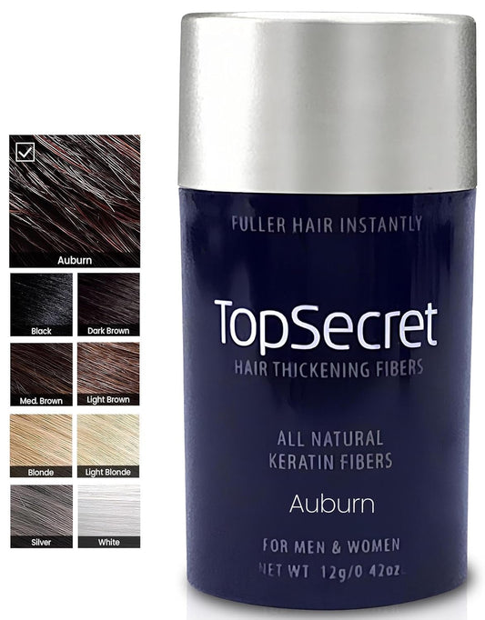 Top Secret Hair Thickening Building Fibers Refills - Undetectable & Natural Hair Filler - for Men & Women - Instantly Fill In Fine Thinning Hair - Weather & Sweat Resistant (Auburn, Regular)