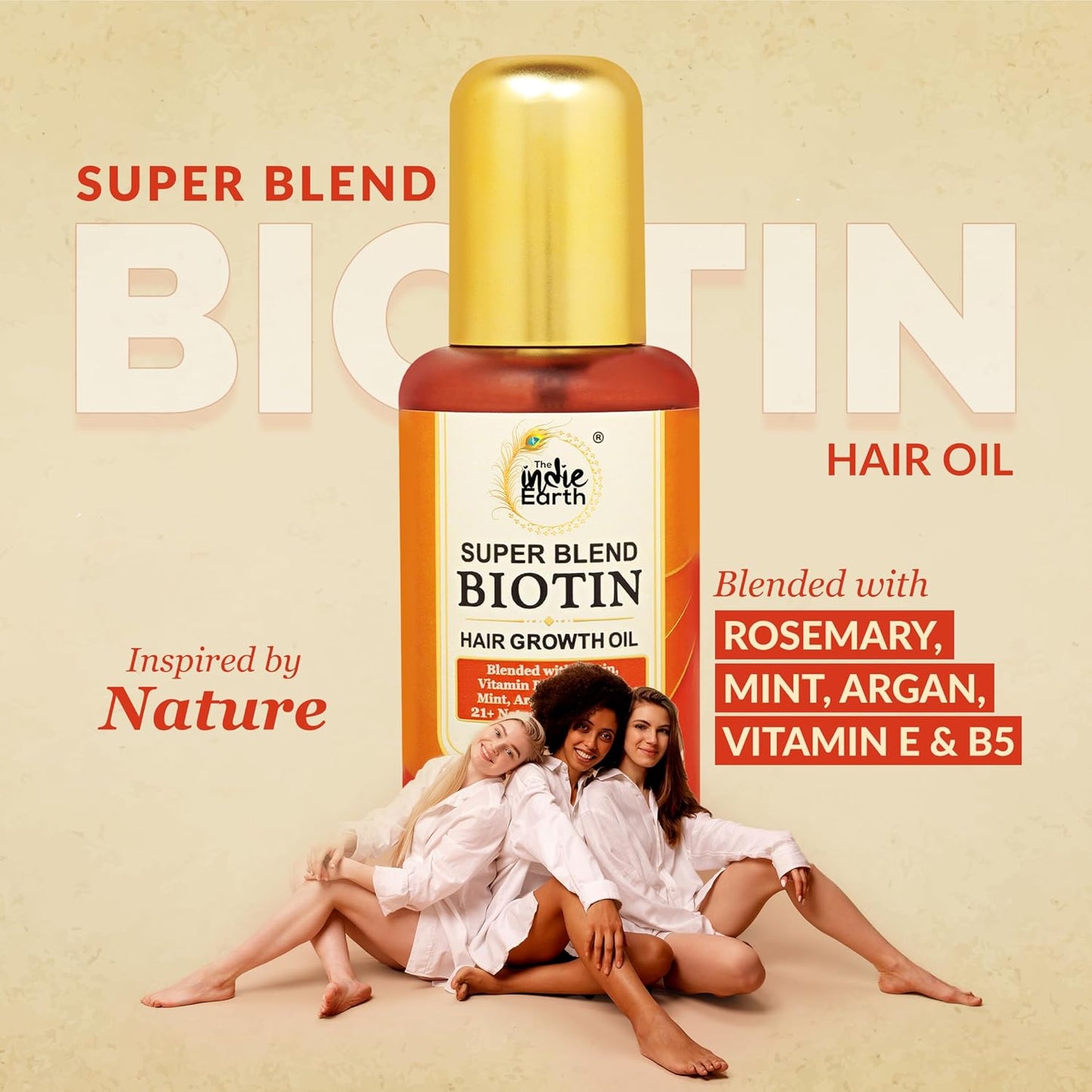 Super Blend Rosemary Mint Biotin Hair Growth Oil With Vit B5 & E, Argan & 21+ Natural Herbs for Scalp & Hair Strengthening - Controls Hair Fall and Promotes Healthy Hair Growth 100 ml