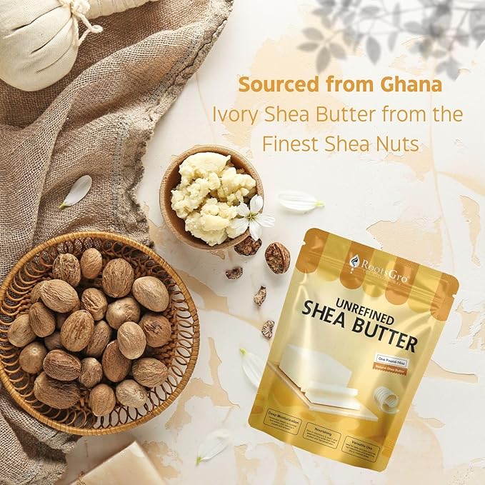 Unrefined Raw Shea Butter 16 Oz, Unprocessed Shea Butter, Moisturizer for Skin & Hair, Maximum Potency with Essential Nutrients, Nourishing, Vitamin-Rich, Non-Greasy - Suitable for All