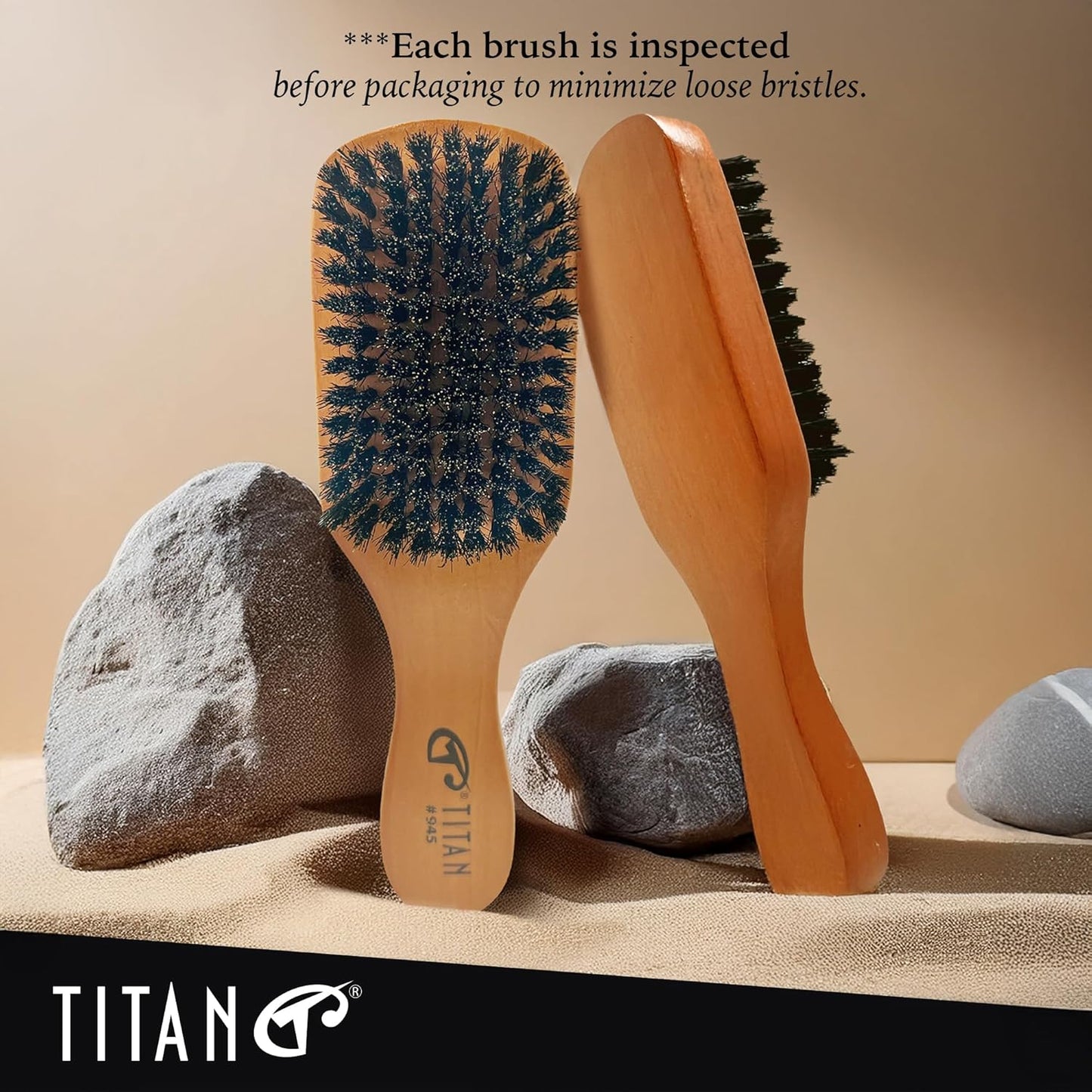 Titan Club Wave Brush for Men - 100% Natural Boar Bristles, Durable Wooden Handle, Smoothing Brush for All Hair Types, Restores Shine and Waves