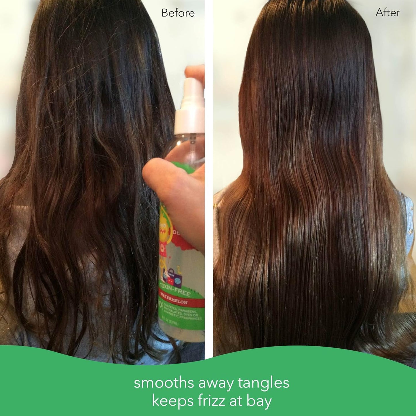 Fresh Monster Kids Detangler Spray, Toxin-Free, Hypoallergenic & Natural, Hair Conditioning Spray for Kids, Watermelon (2 Pack, 8.5oz/each)