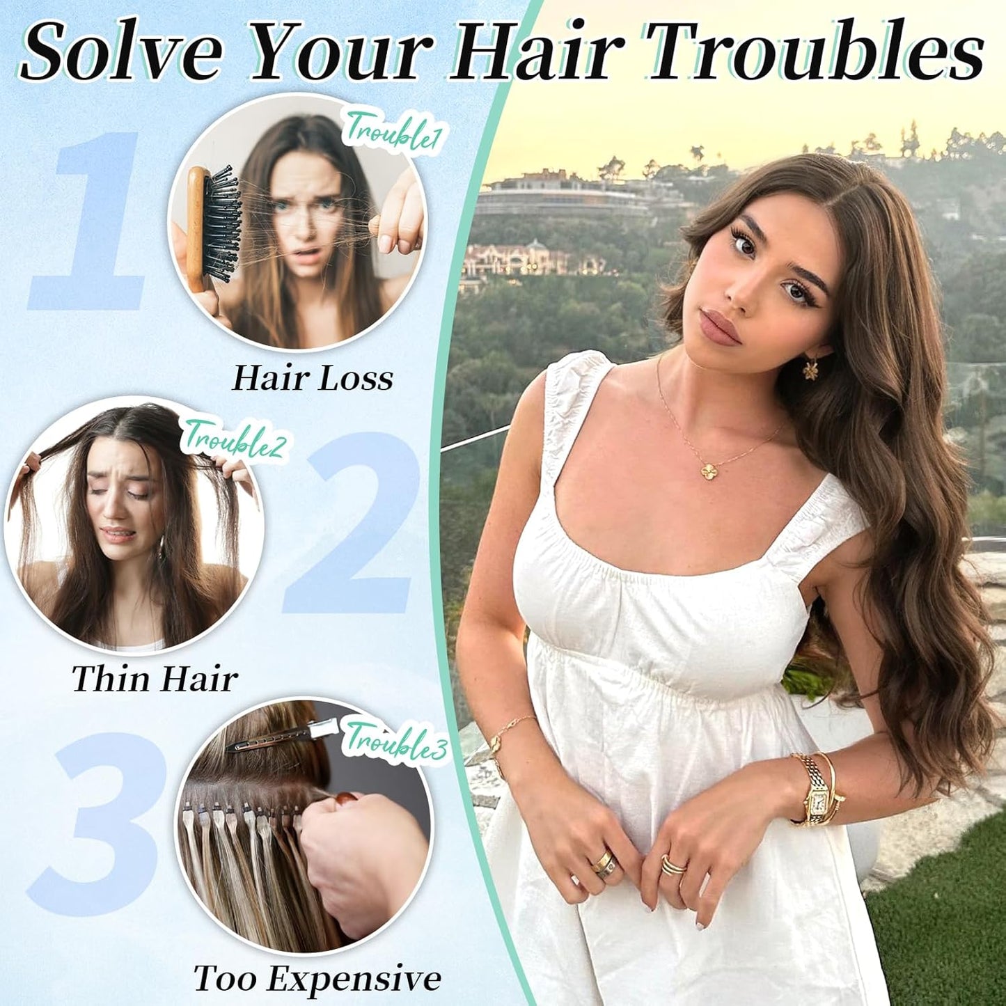 KooKaStyle Clip in Hair Extensions 4PCS Long Wavy Medium Brown Thick Hairpieces for Women Weft Natural Synthetic 20 Inch Daily Use