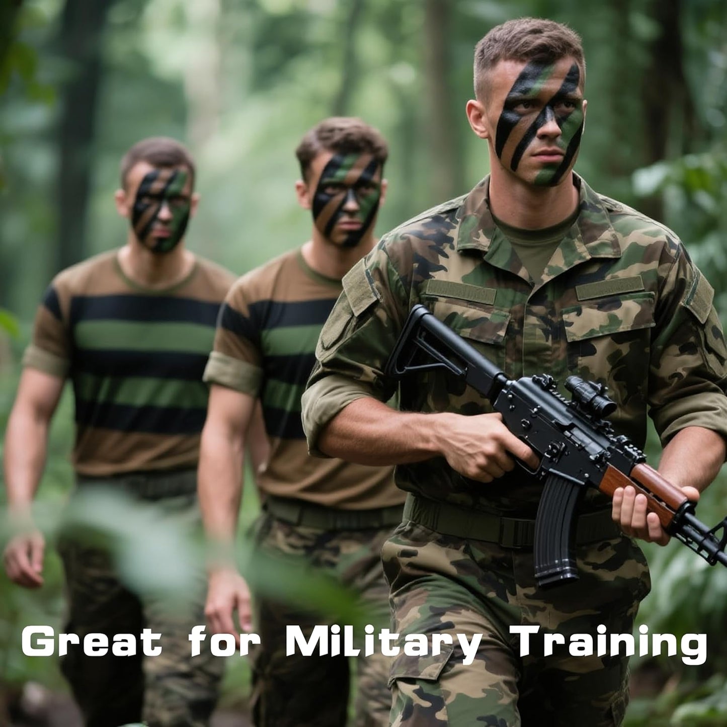 MEICOLY 3PCS Camo Face Paint Stick,Waterproof Hunting Army Military Face Paint,Black Green Brown Maroon Eye Black Stick for Baseball/Softball/Football,Camo Accessories