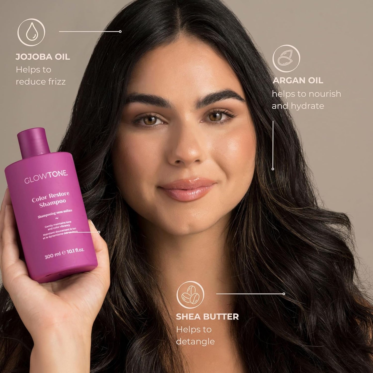 Glowtone™ Color Care Sulfate Free Shampoo, Anti-Fade and High Shine, Lightweight Hair Care for Color-Treated Hair with Argan and Pomegranate Oil and Amino Acids