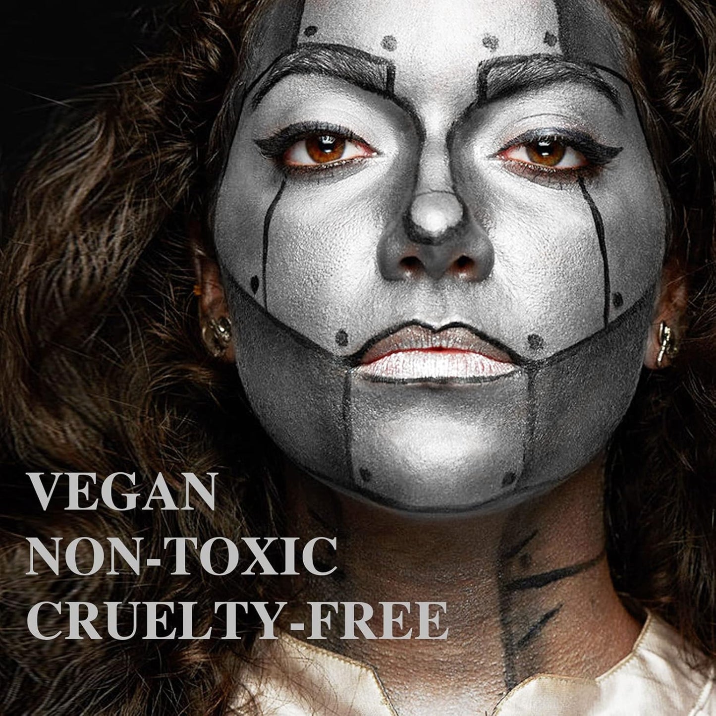 MEICOLY Silver Face Body Paint Stick for Halloween SFX Cosplay Tin Man Makeup,Silver Face Paint for Adults and Kids,Waterproof Eye Black Stick for Baseball Softball Football Lacrosse