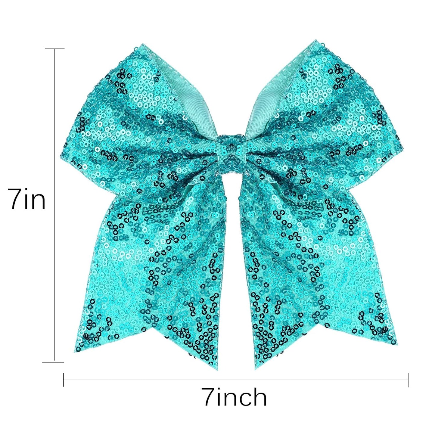 Large Big 7 Inch Glitter Bow Clip Sequin Bling Party Hair Accessories for Women Teens Girls Kids 3 Pcs (Yellow,Green,Blue)