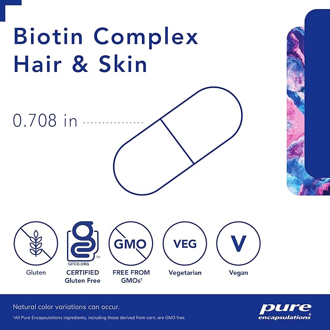 Pure Encapsulations Biotin Complex Hair & Skin | Biotin Complex for Healthy Hair and Skin Support | 60 Capsules
