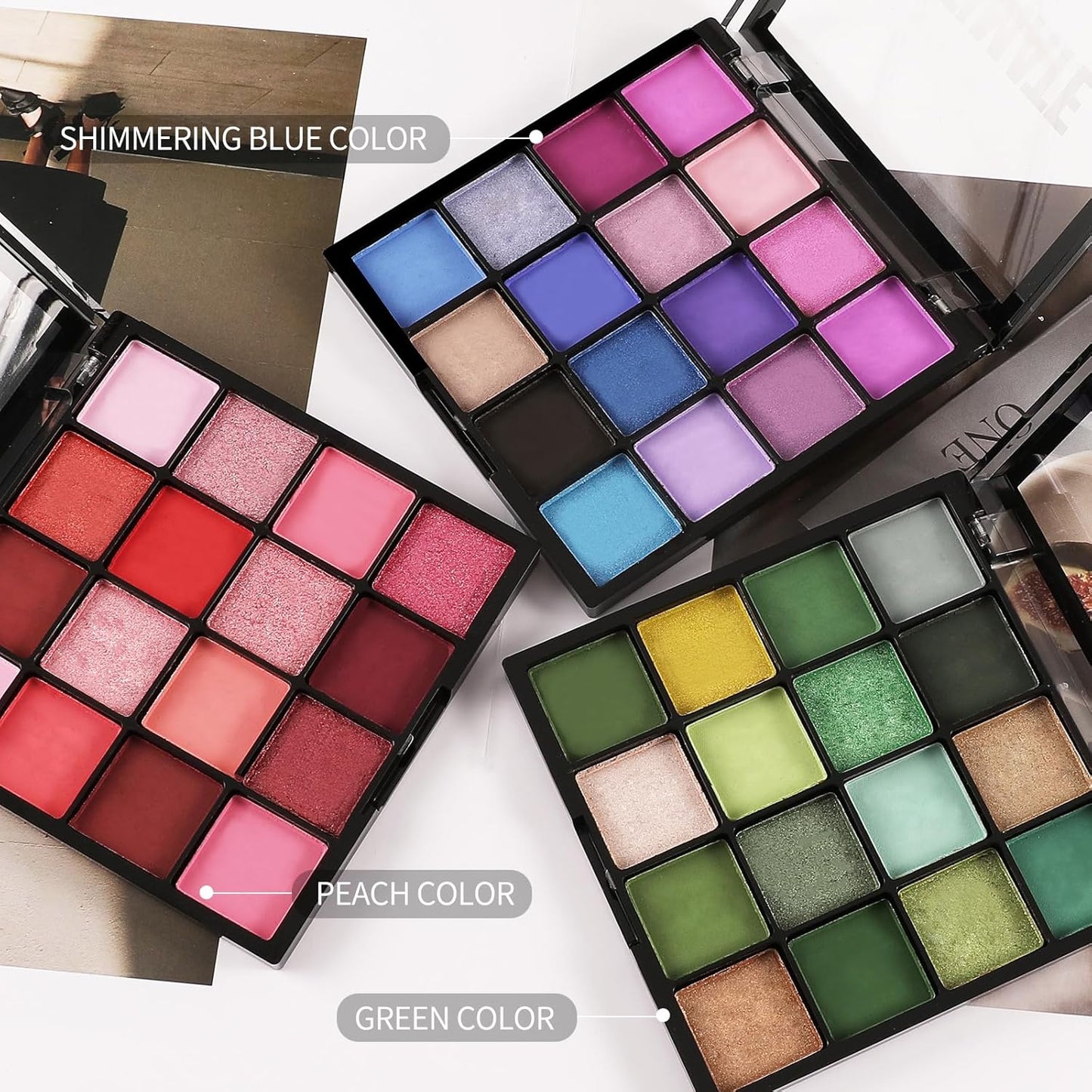 Boobeen Colorful Eyeshadow Palette Makeup-16 Colors, Matte and Glitter Eyeshadow, Bright Eyeshadow palettes, Blendable, Easy to Build Dramatic Glamour Looks (Blue)