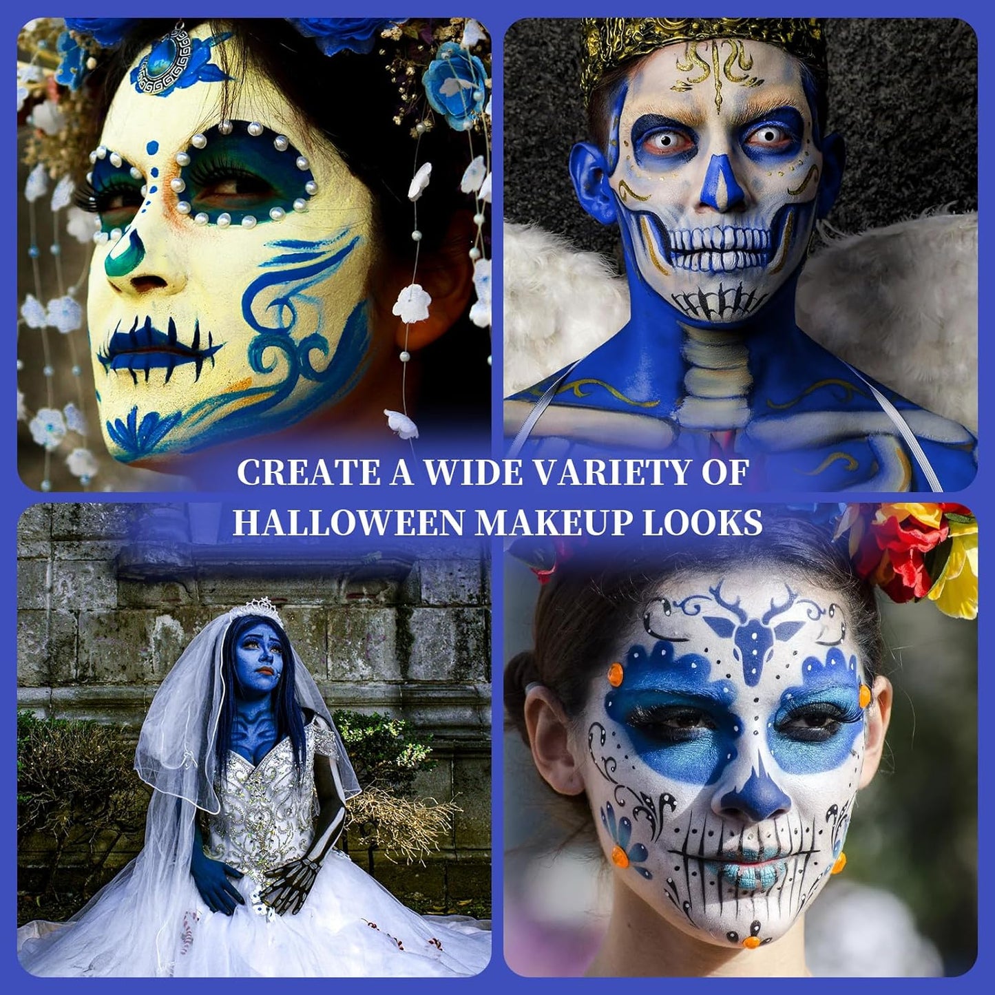 Blue Face Body Painting Stick, Professional Full-coverage Cream Blue Face Paint for Halloween SFX Cosplay Makeup, Washable Eye Body Stick for Adult Carnival & Costume Party