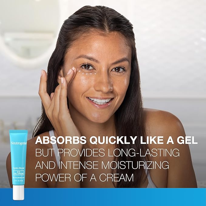 Neutrogena Hydro Boost Under Eye Cream, with Purified Hyaluronic Acid, Keeps Under Eye Area Looking Smooth & Hydrated, Fragrance Free and Non-Comedogenic, 0.5 oz