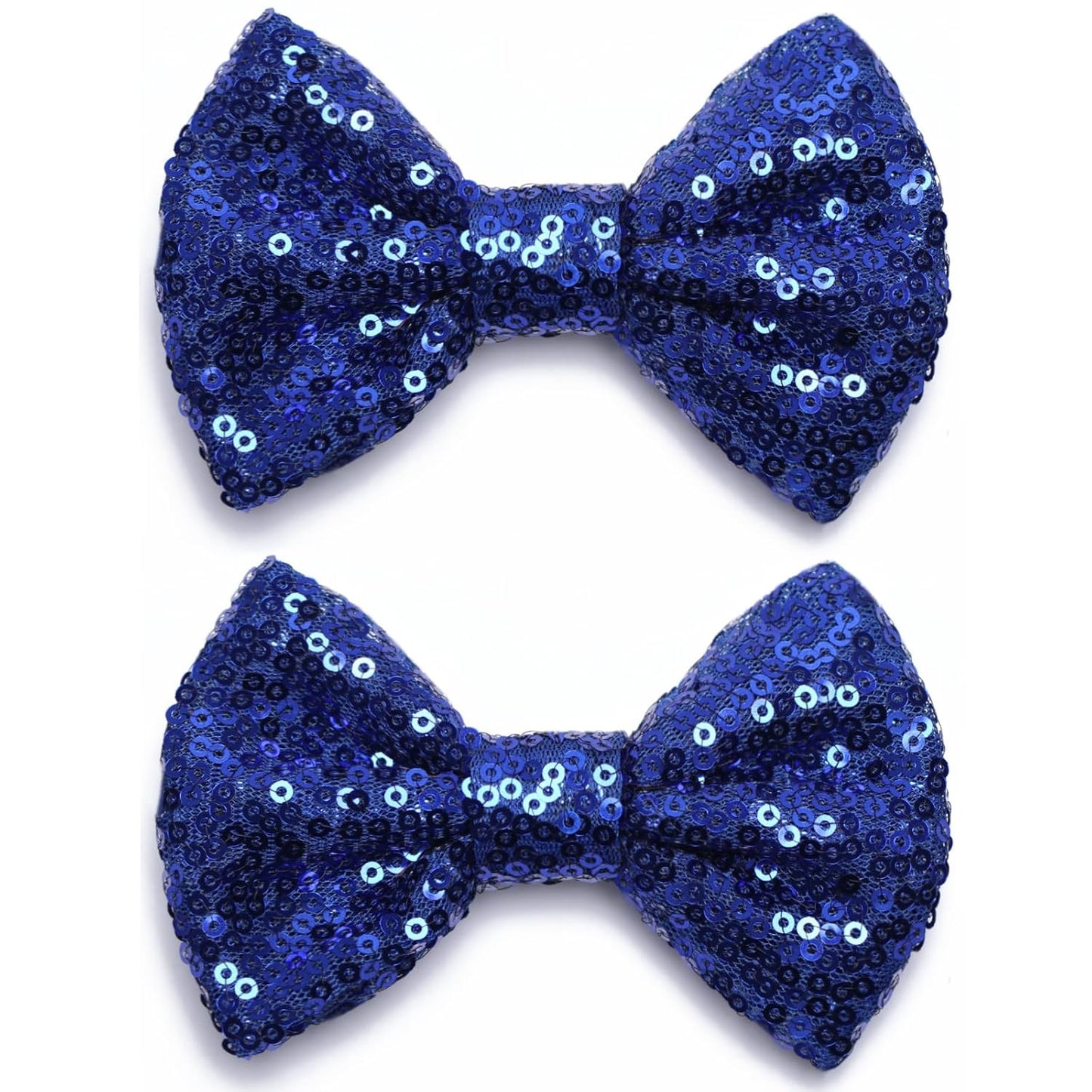 KISZU 4 Inch Sequin Glitter Hair Bows Clips, Sparkling Bling Little Bow HairPins Hair Accessories for Baby Girls Kids Children Teens and Women (Deep Blue)