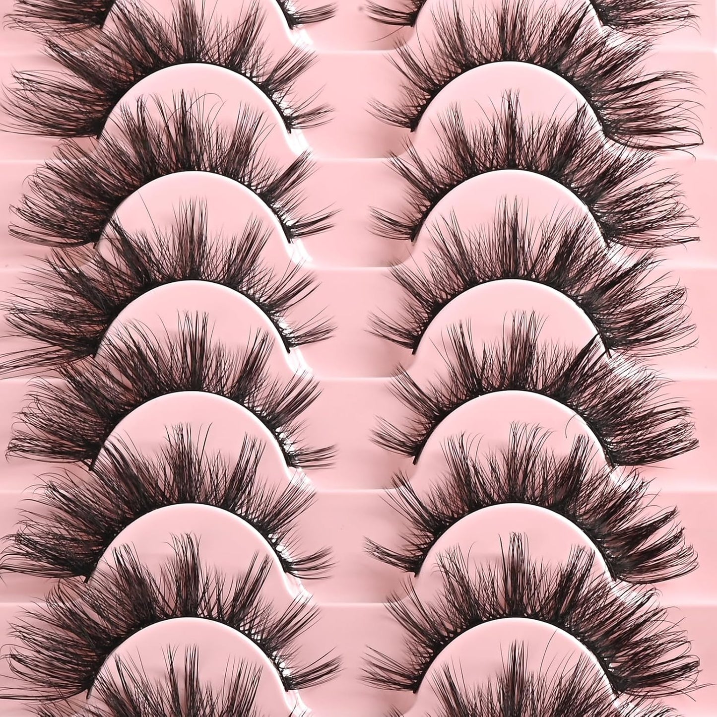 FARRED Natural Lashes Wispy False Eyelashes Fake Cat Eye Lashes Pack 10 Pairs Natural Look Lash Strips Fluffy Mink Eyelash Full Strip Lashes (C2 | 8-16MM)