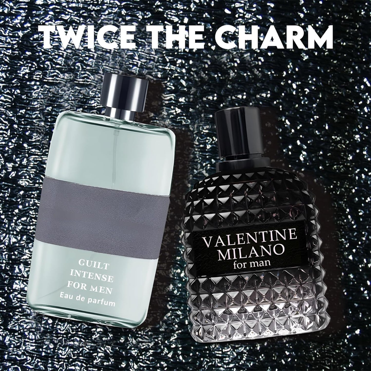 Valentine Milano/Guilt Intense 2PCS Eau De Toilette for Men-Fresh, Romantic Scent Perfume for Men 3.4 Fl Oz Each Mens Cologne For All Skin Daily Used