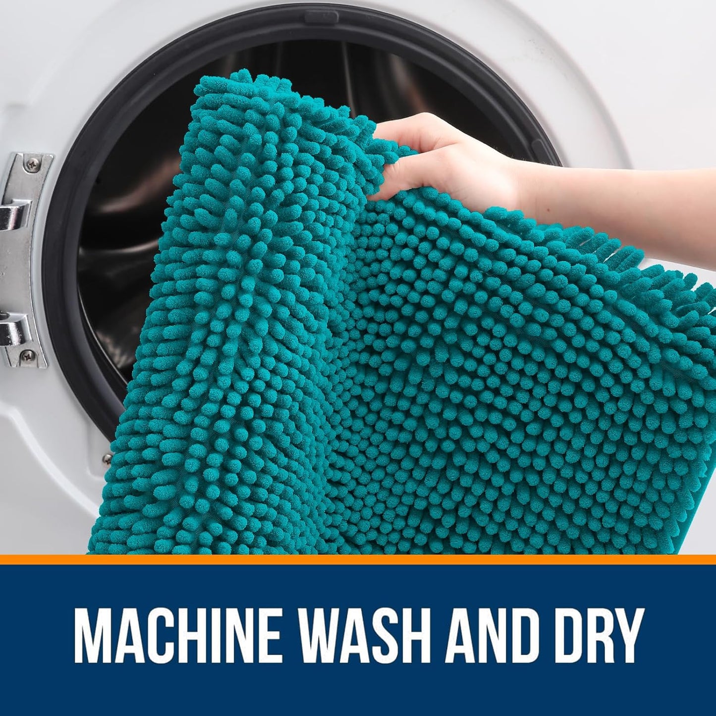 OLANLY Bathroom Rugs 44x24, Extra Soft Absorbent Chenille Bath Rugs, Rubber Backing Quick Dry, Machine Washable Bath Mats for Bathroom Floor, Tub and Shower, Home Decor Accessories, Deep Lake