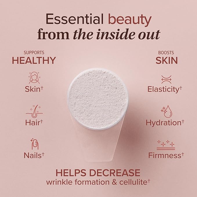 Collagen Skin - Hydrolyzed Collagen Peptides, with Hyaluronic Acid, Silicon & Biotin - Hair, Skin & Nails - Cranberry - 12.1 oz (30 Servings)